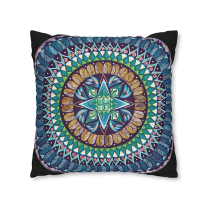 "AquilazurA Kryst'dala" Dreamcatcher Pillow Cover - Blue Flame Array Home Decor