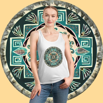 "Hojachakanazura" Ladies Organic Tank Top - Blue Flame Array Tank Top