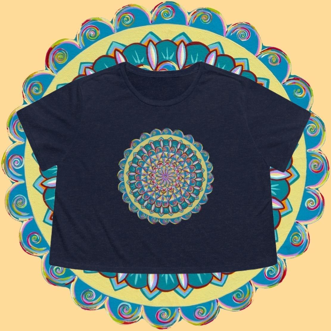 "Almandalayana" Flowy Cropped Tee - Blue Flame Array T-Shirt