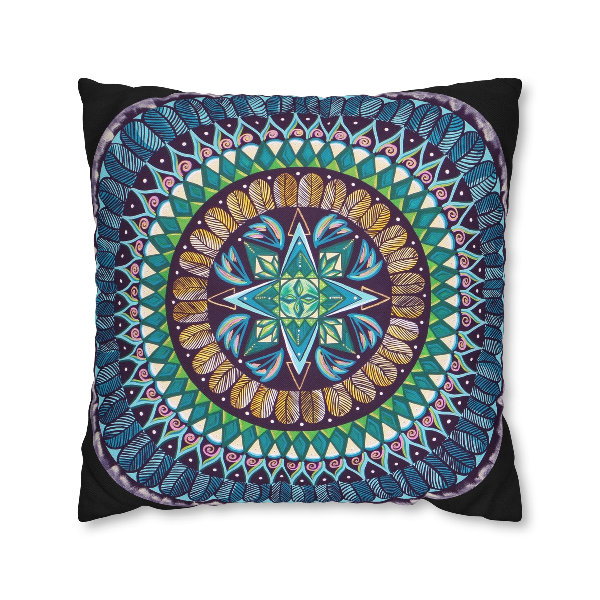 "AquilazurA Kryst'dala" Dreamcatcher Pillow Cover - Blue Flame Array Home Decor