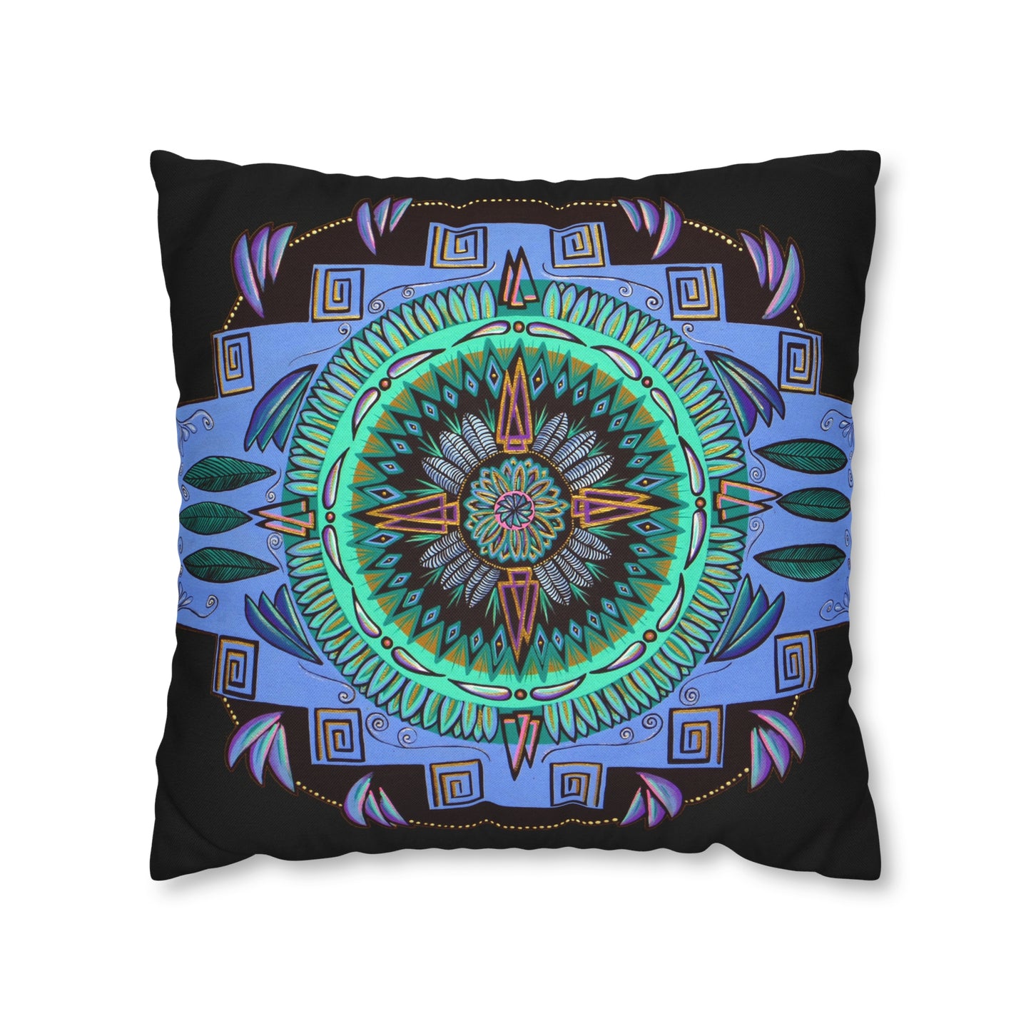 "Plumachakana" Dreamcatcher Pillow Cover - Blue Flame Array Home Decor