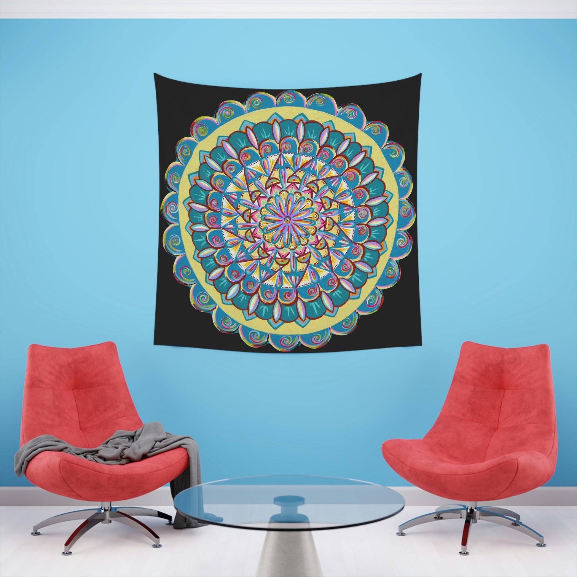 "Almandalayana" Wall Tapestry - Blue Flame Array Home Decor