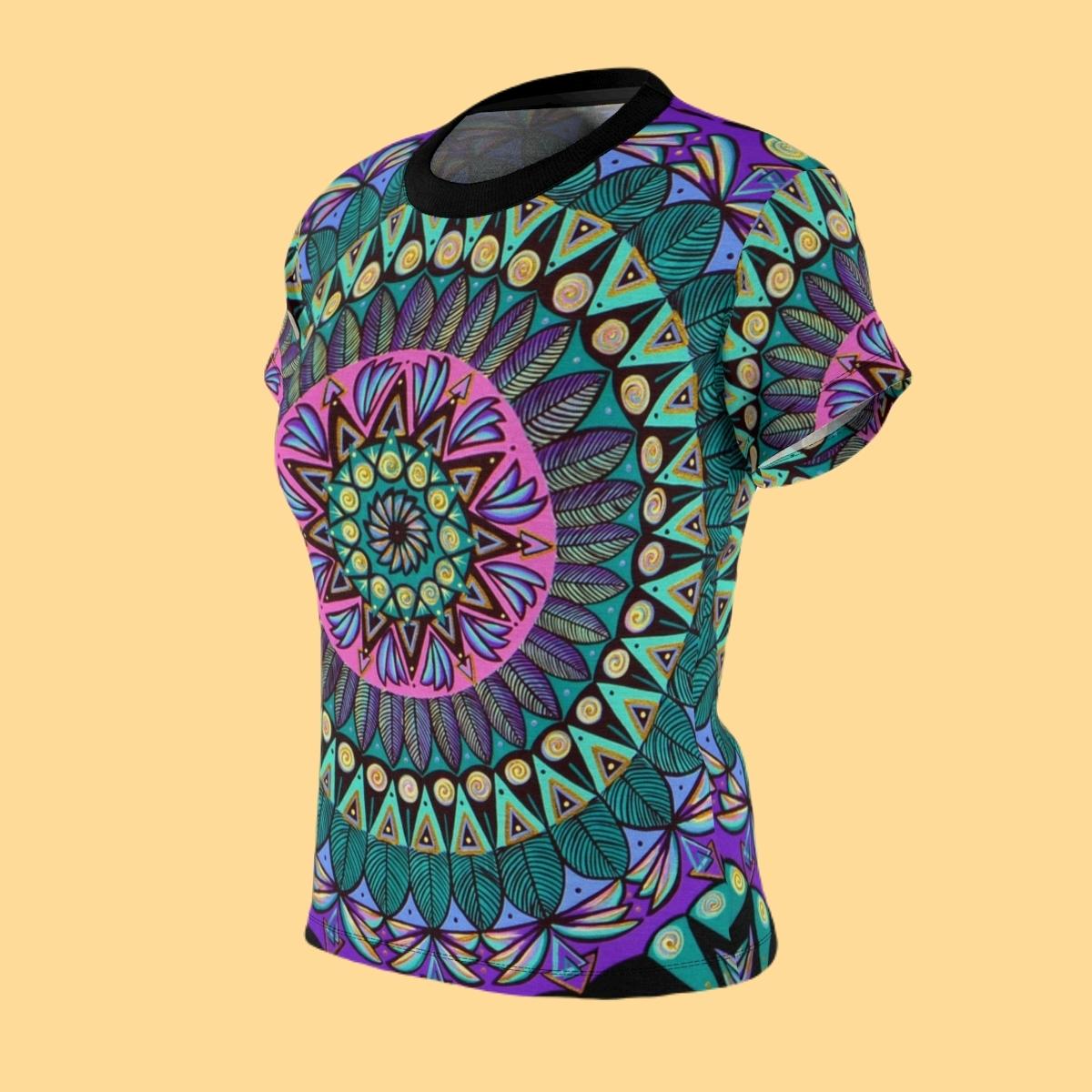 "Mandaladiosa" Ladies T-Shirt - Blue Flame Array All Over Prints