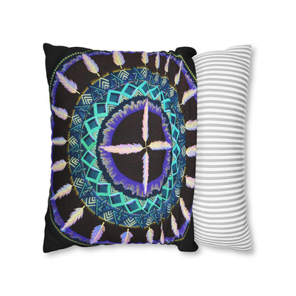 "Cuatro Vientos" Dreamcatcher Pillow Cover - Blue Flame Array Home Decor