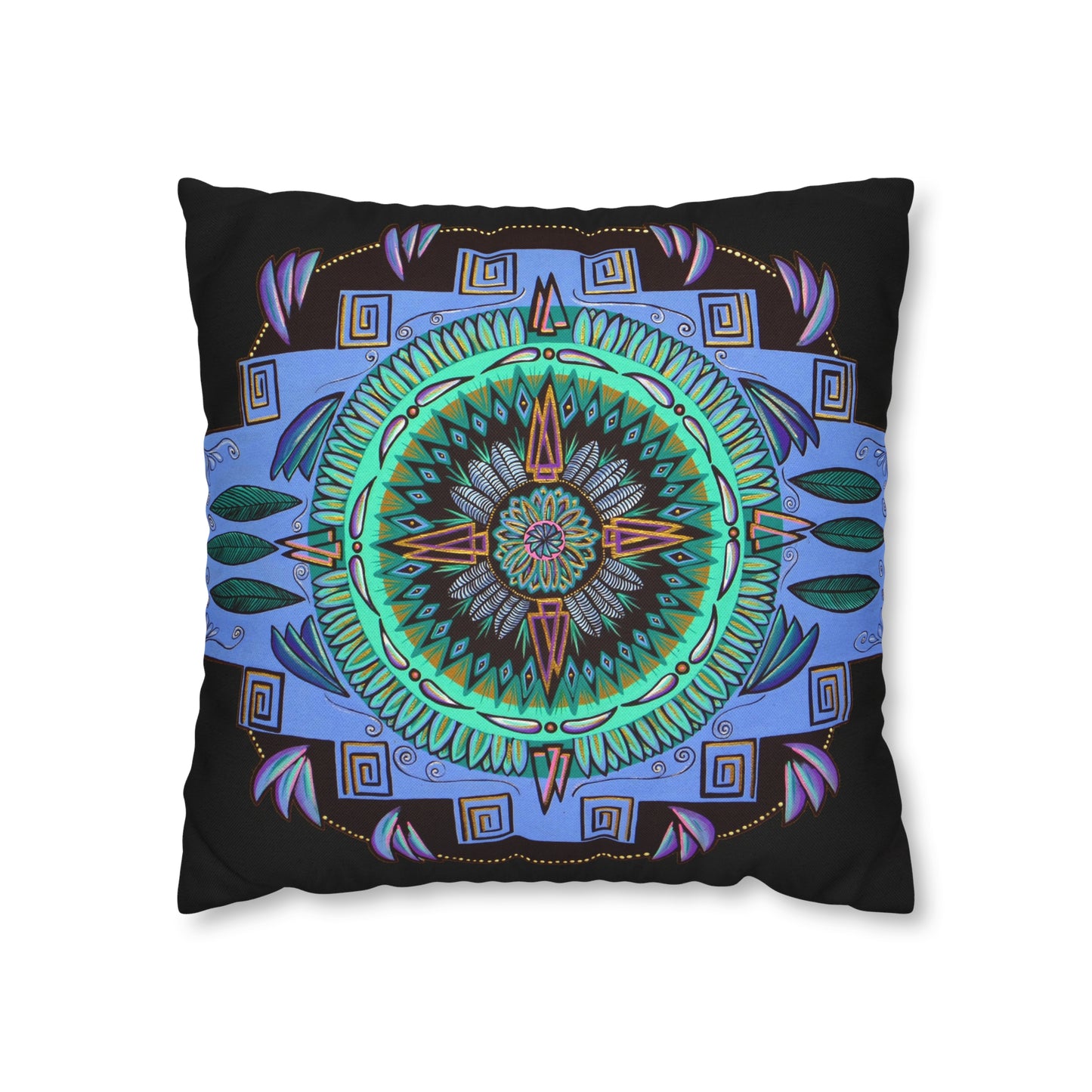 "Plumachakana" Dreamcatcher Pillow Cover - Blue Flame Array Home Decor