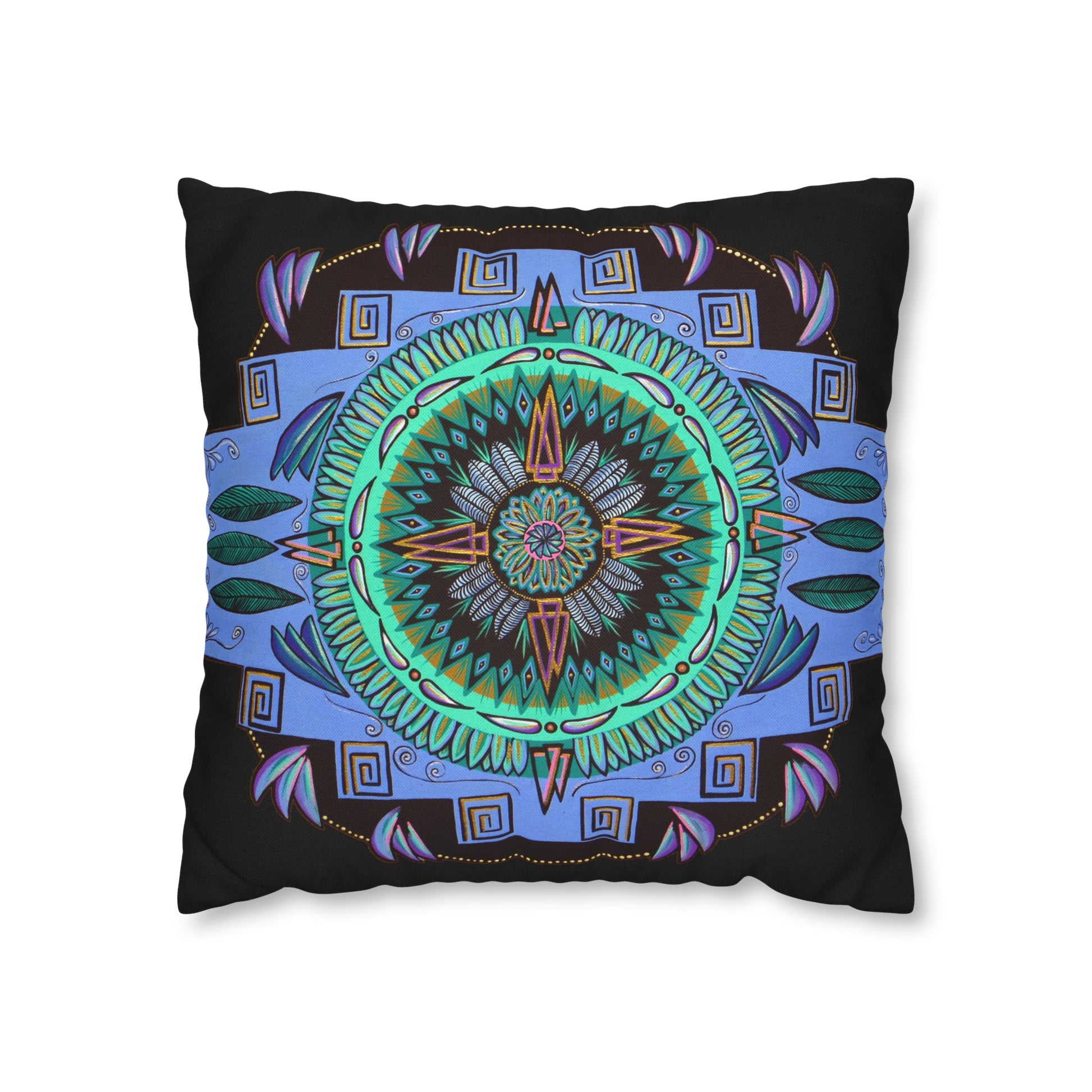 "Plumachakana" Dreamcatcher Pillow Cover - Blue Flame Array Home Decor