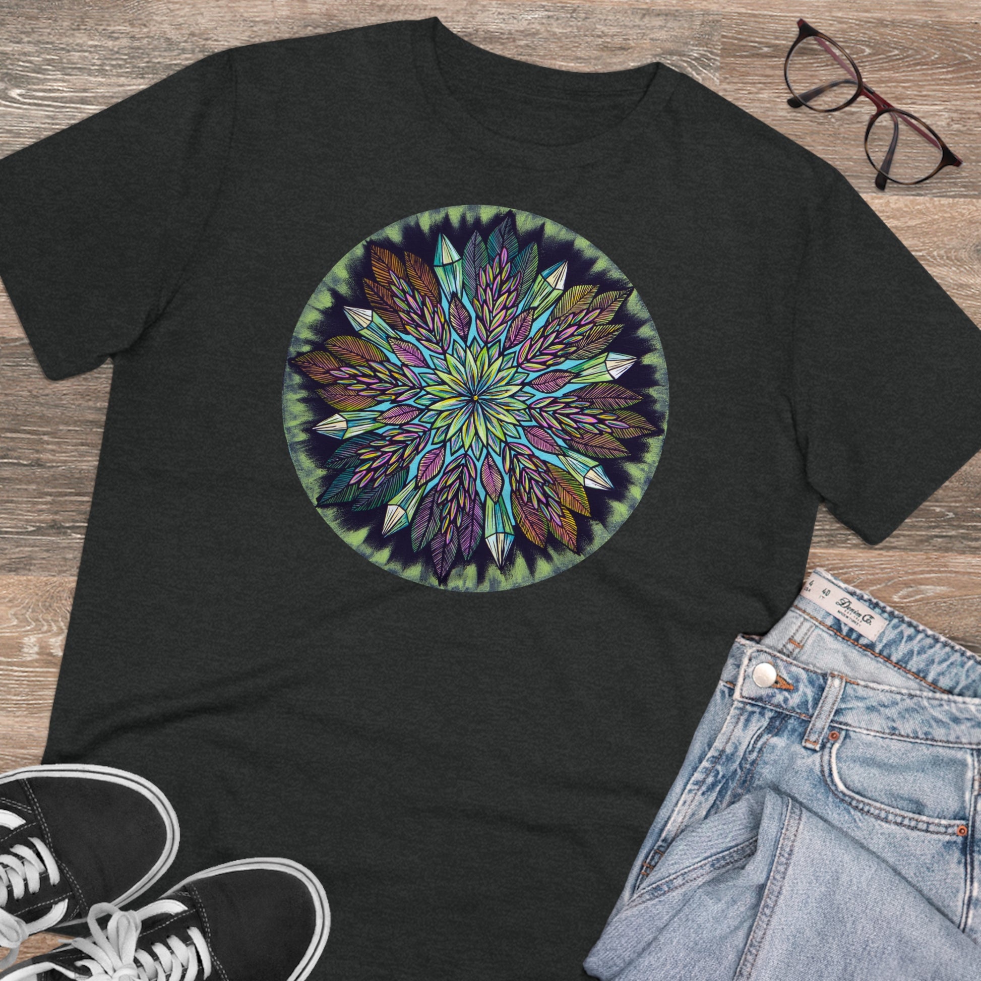 "Krystalhoja" Lords & Ladies Organic TriniTee - Blue Flame Array Dark Heather Grey / 2XS T-Shirt