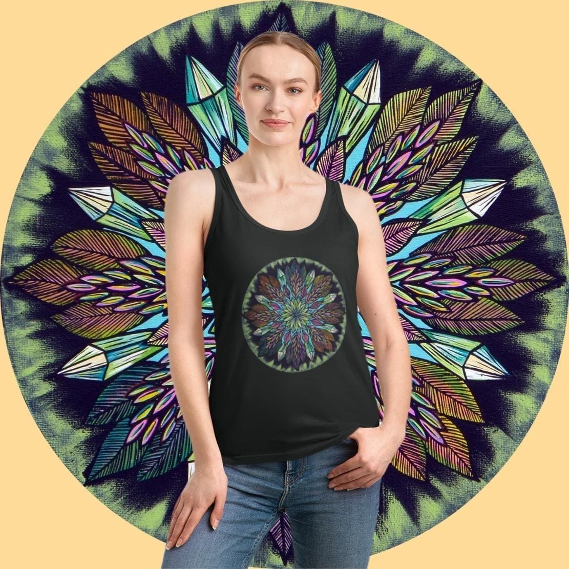 "Krystalhoja" Ladies Organic Tank Top - Blue Flame Array Tank Top