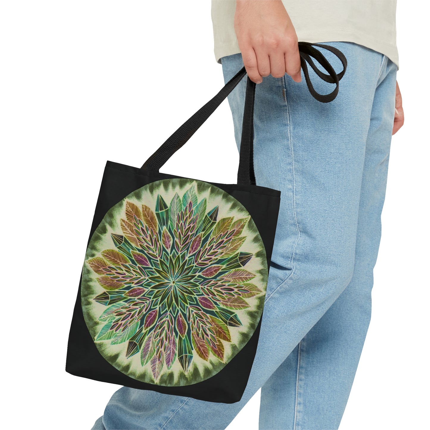 "Krystalhoja Verde" Tote Bag (All-Over-Print) - Blue Flame Array Small Bags