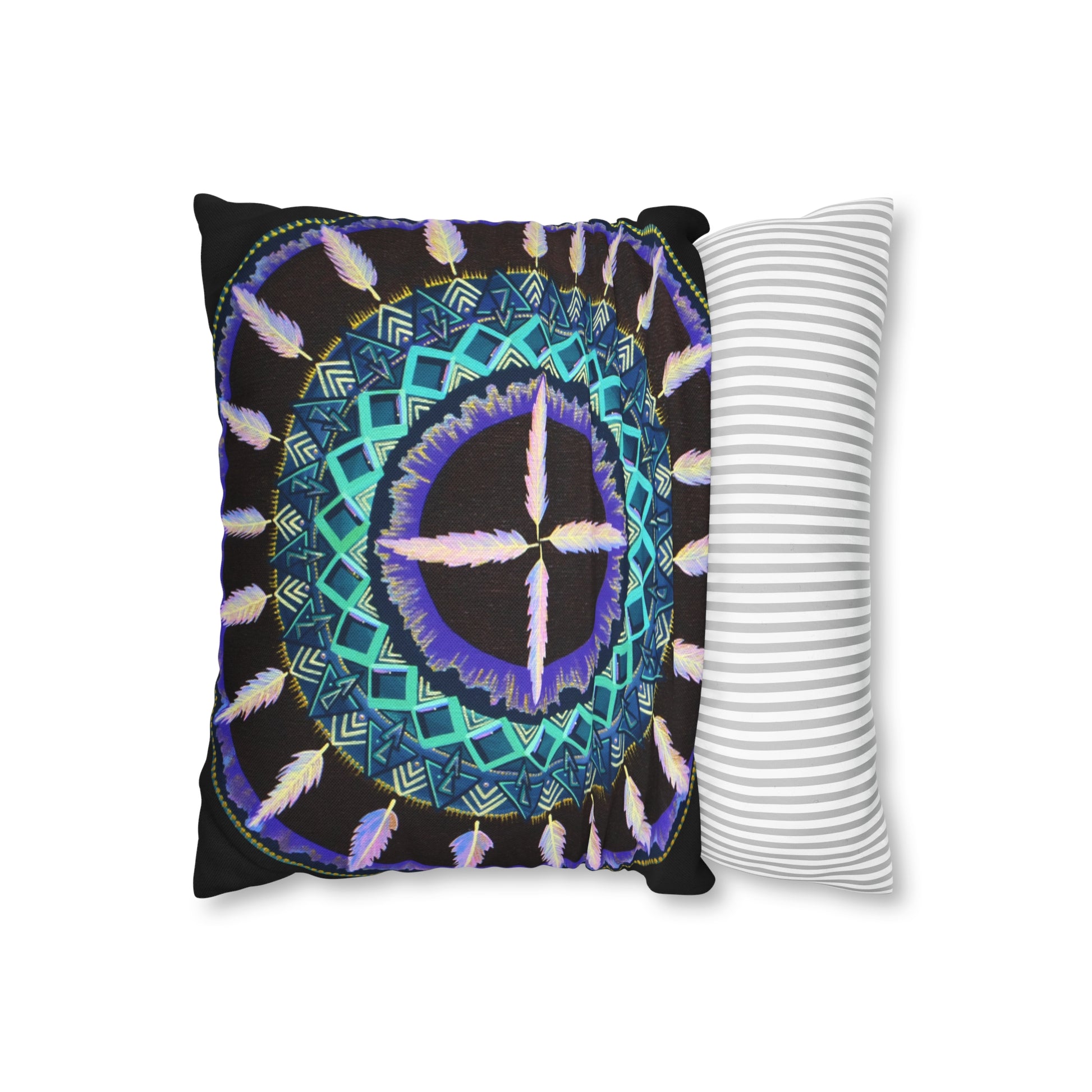 "Cuatro Vientos" Dreamcatcher Pillow Cover - Blue Flame Array Home Decor