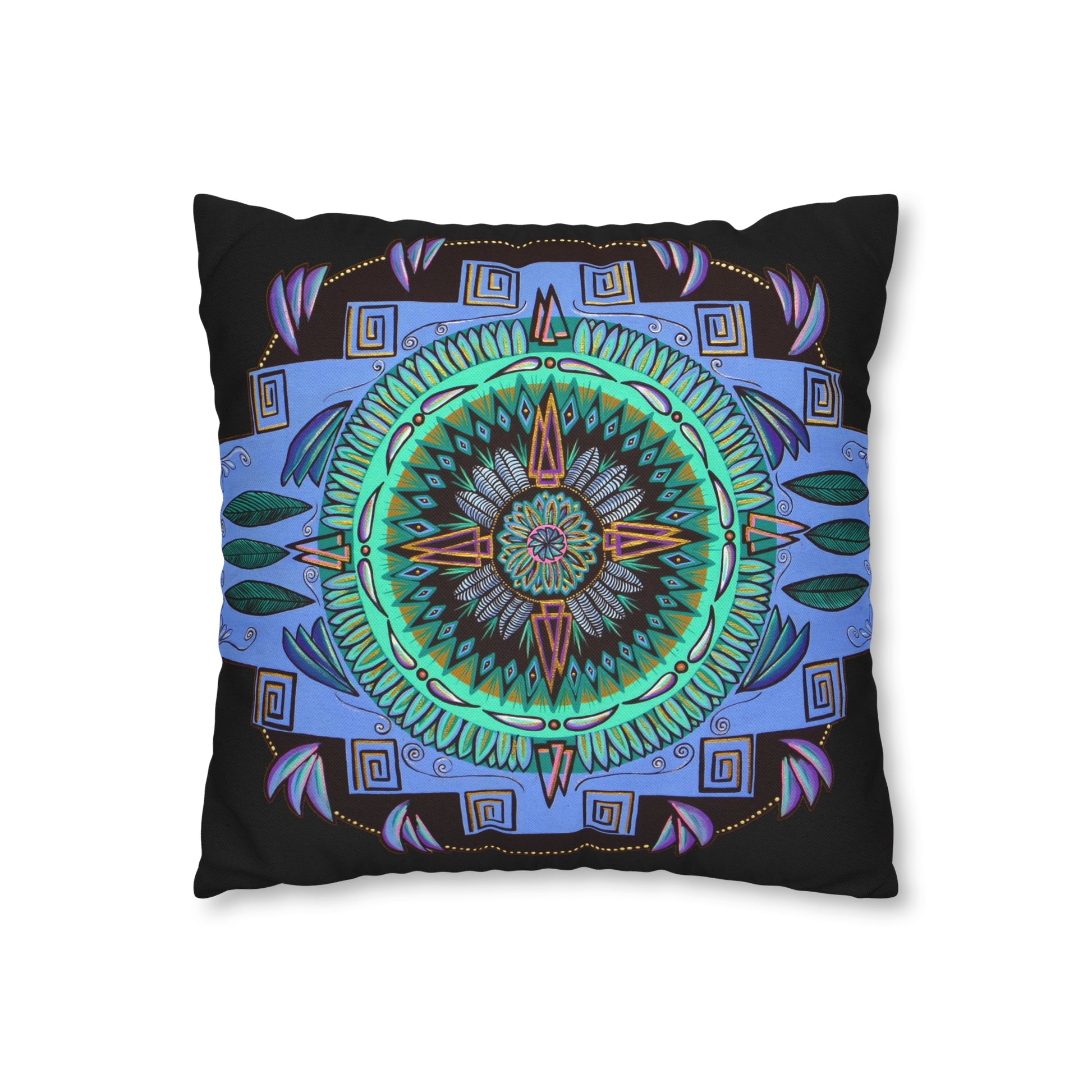 "Plumachakana" Dreamcatcher Pillow Cover - Blue Flame Array Home Decor