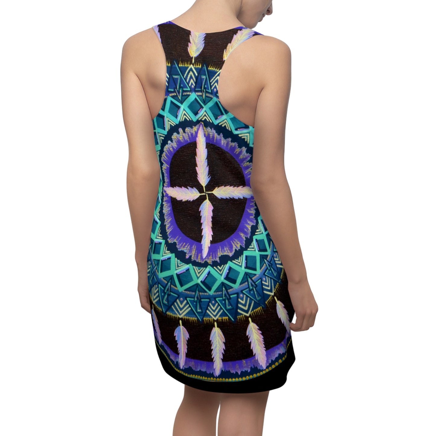 "Cuatro Vientos" Ladies Racerback Dress - Blue Flame Array All Over Prints