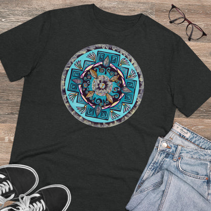 "Hojachakana" Lords & Ladies Organic TriniTee - Blue Flame Array Dark Heather Grey / 2XS T-Shirt