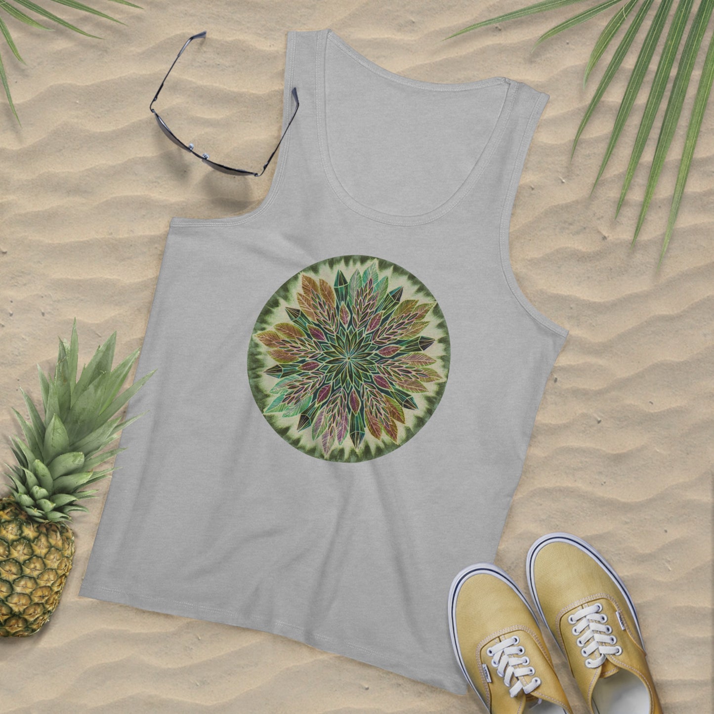 "Krystalhoja Verde" Lords Organic Tank Top - Blue Flame Array Heather Grey / S Tank Top