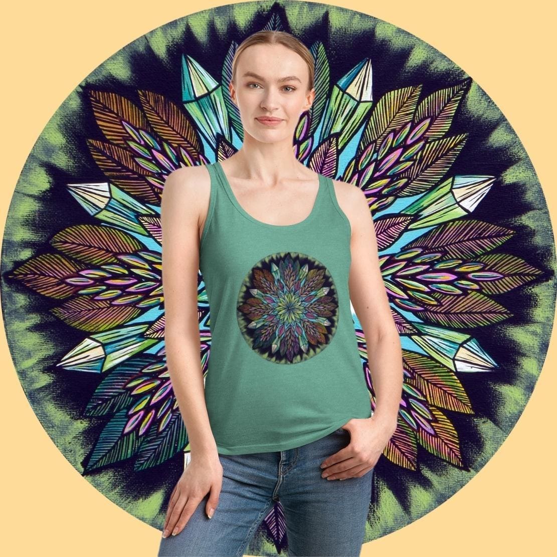 "Krystalhoja" Ladies Organic Tank Top - Blue Flame Array Tank Top