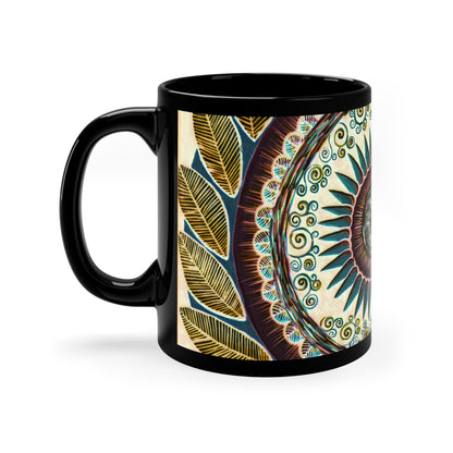 "Mandalamirajna" Black Ceramic Mug