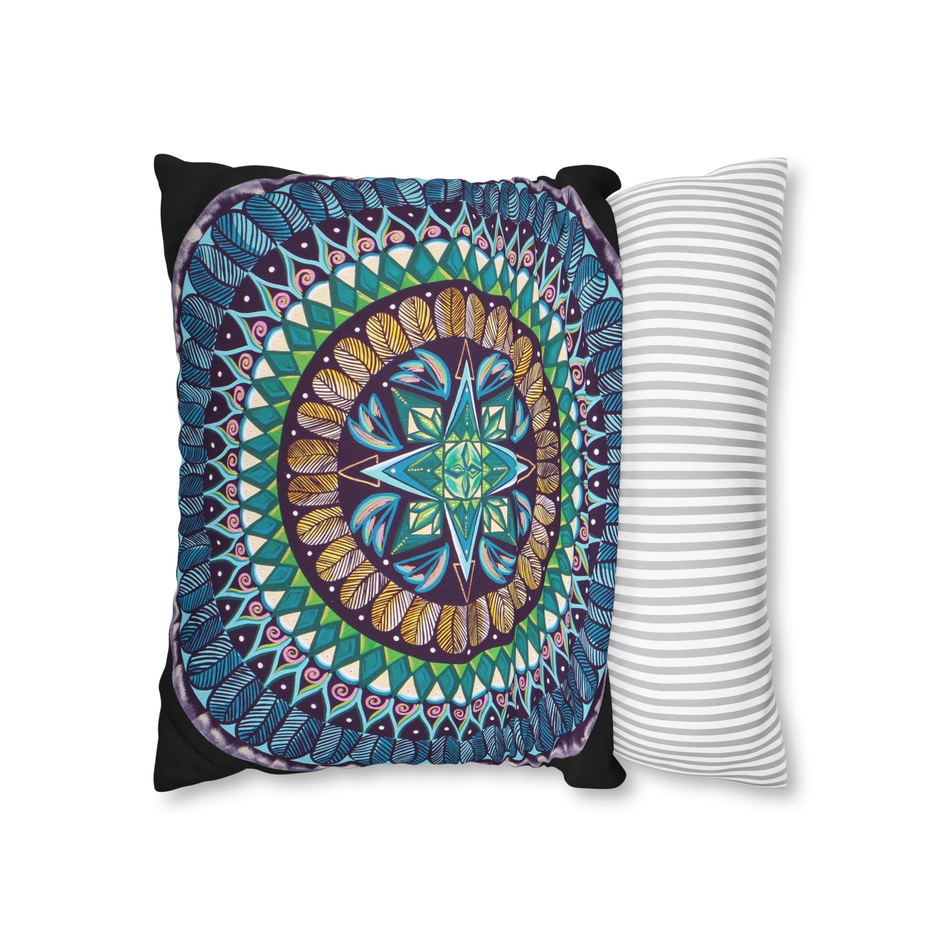 "AquilazurA Kryst'dala" Dreamcatcher Pillow Cover - Blue Flame Array Home Decor