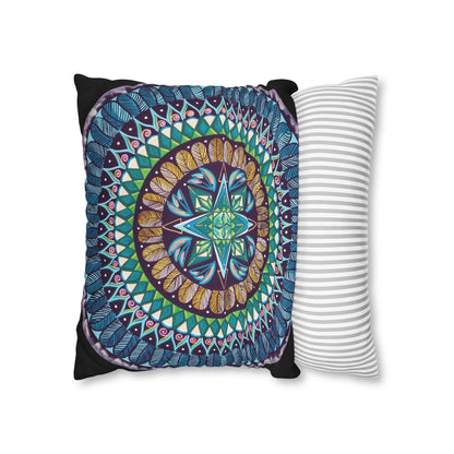 "AquilazurA Kryst'dala" Dreamcatcher Pillow Cover - Blue Flame Array Home Decor