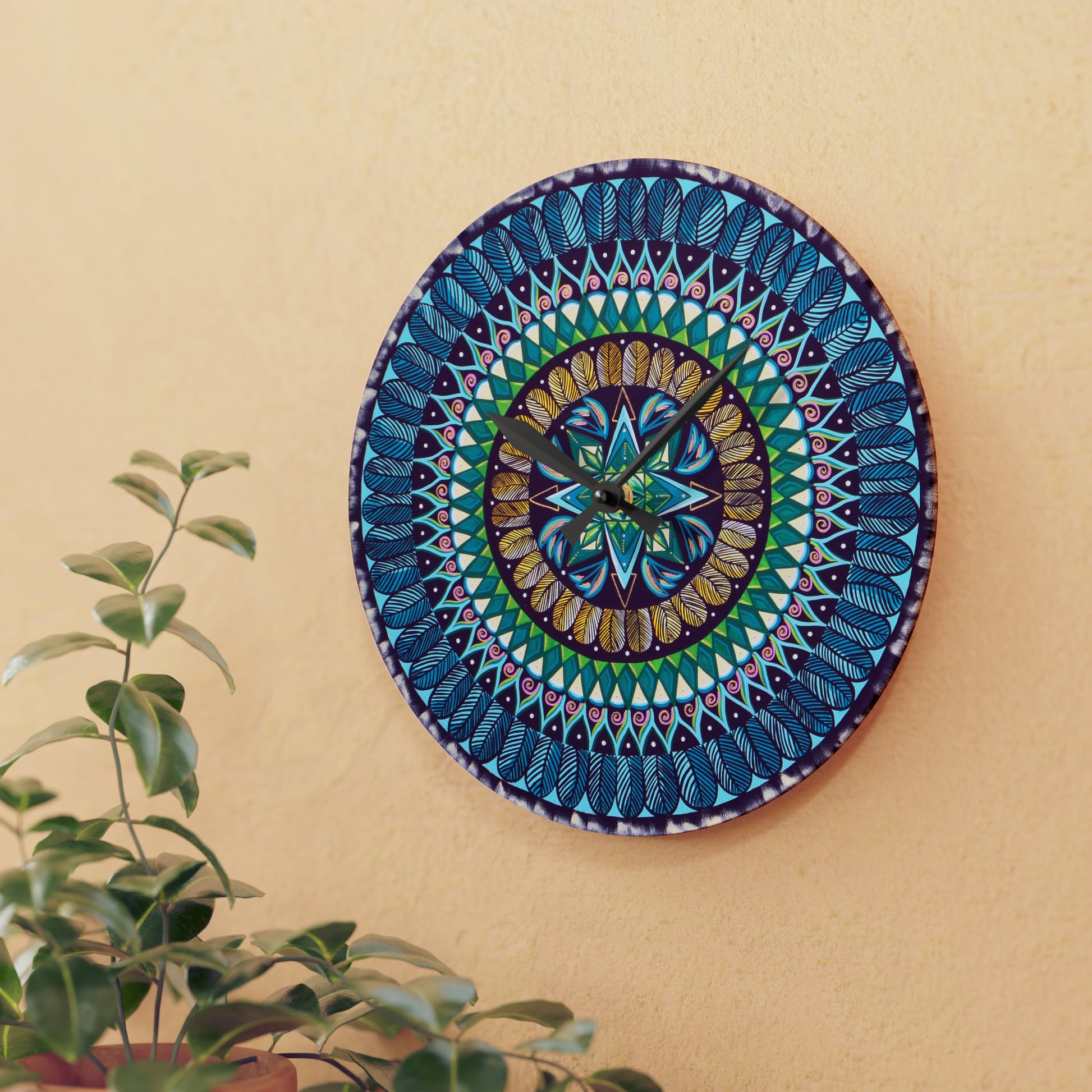 "AquilazurA Kryst'dala" Cosmic Clock - Blue Flame Array Home Decor