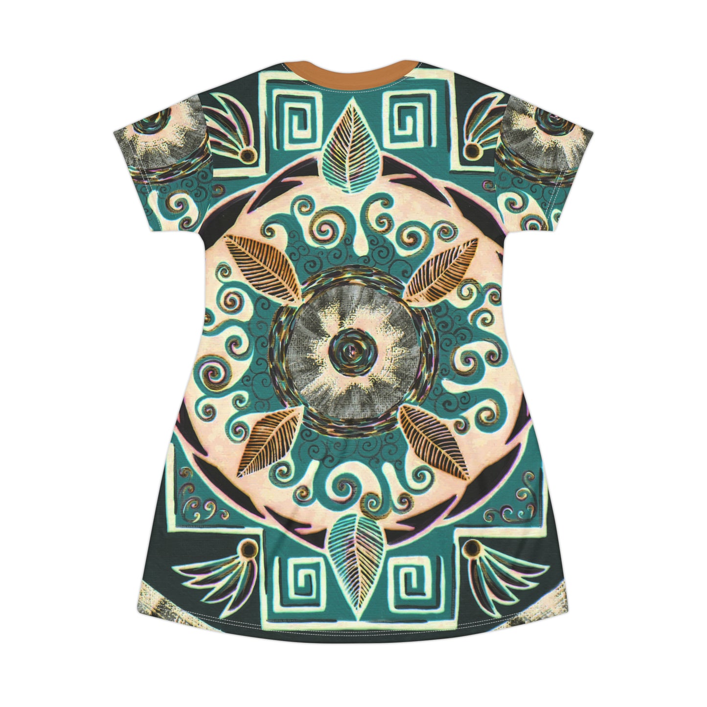 "Hojachakanazura" Ladies T-Shirt Dress - Blue Flame Array All Over Prints