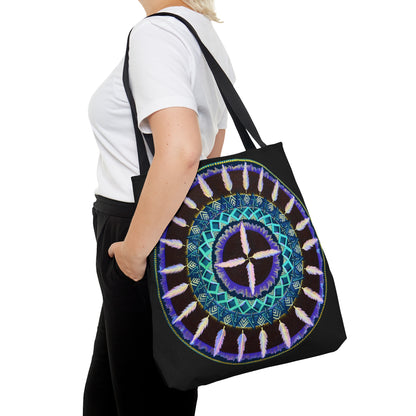 "Cuatro Vientos" Tote Bag (All-Over-Print) - Blue Flame Array Large Bags