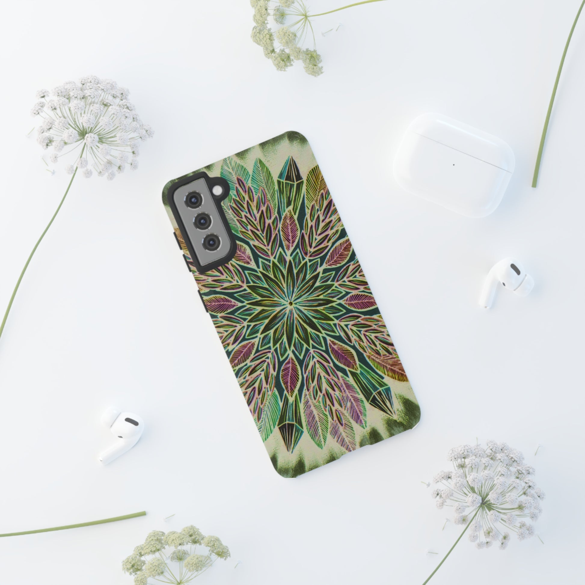 "Krystalhoja Verde" Art Phone Armor - Blue Flame Array Phone Case