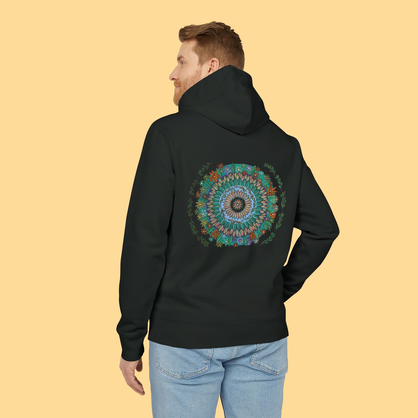 "Mandalavida" Organic Cruiser Hoodie (Font&Back Print)