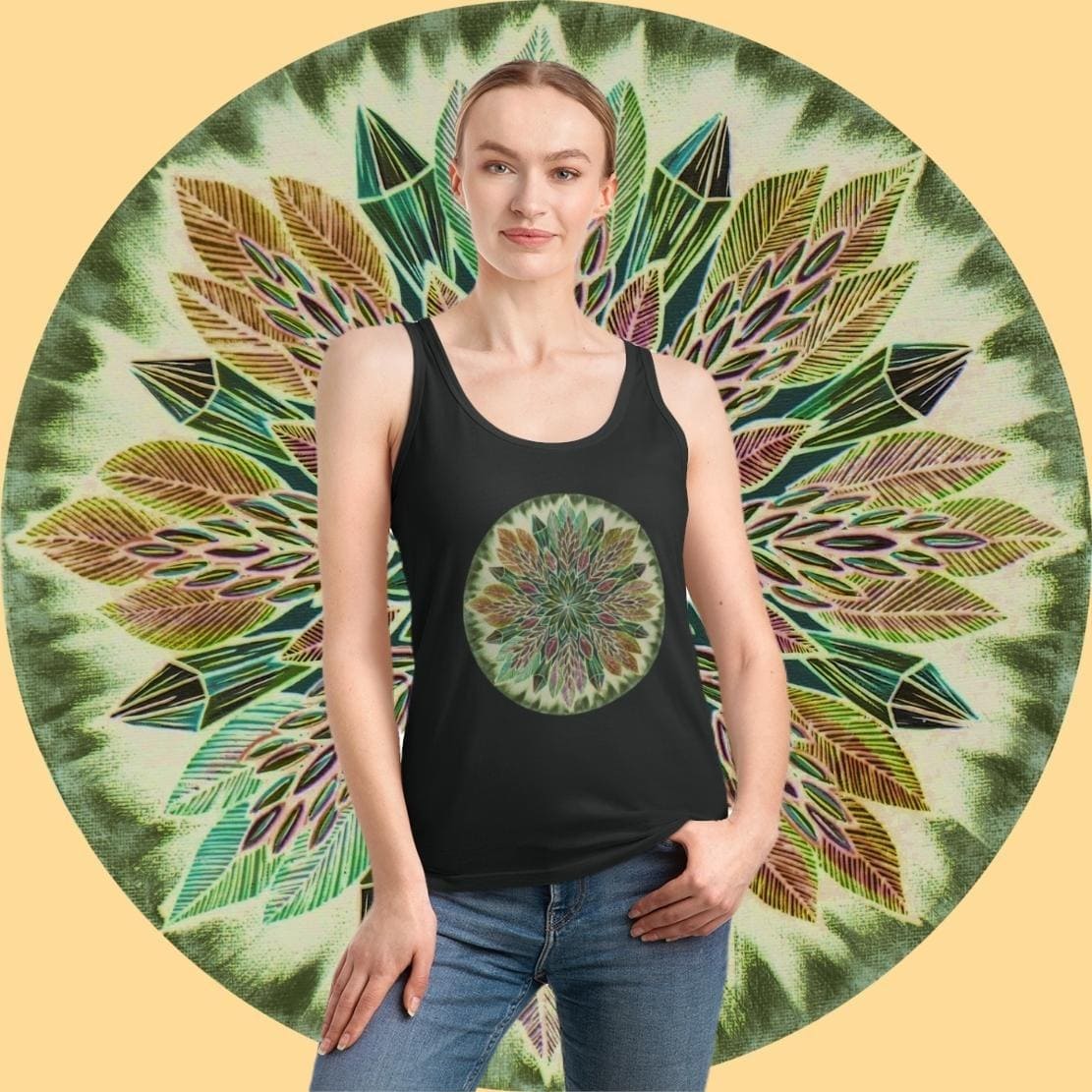 "Krystalhoja Verde" Ladies Organic Tank Top - Blue Flame Array Tank Top