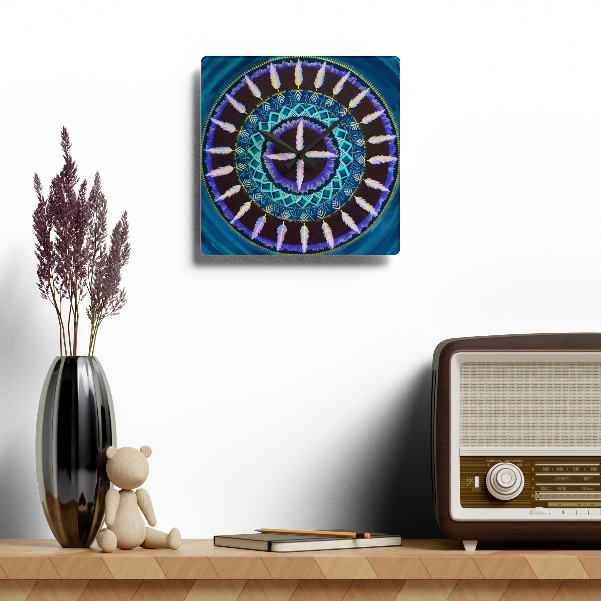 "Cuatro Vientos" Cosmic Clock - Blue Flame Array Home Decor