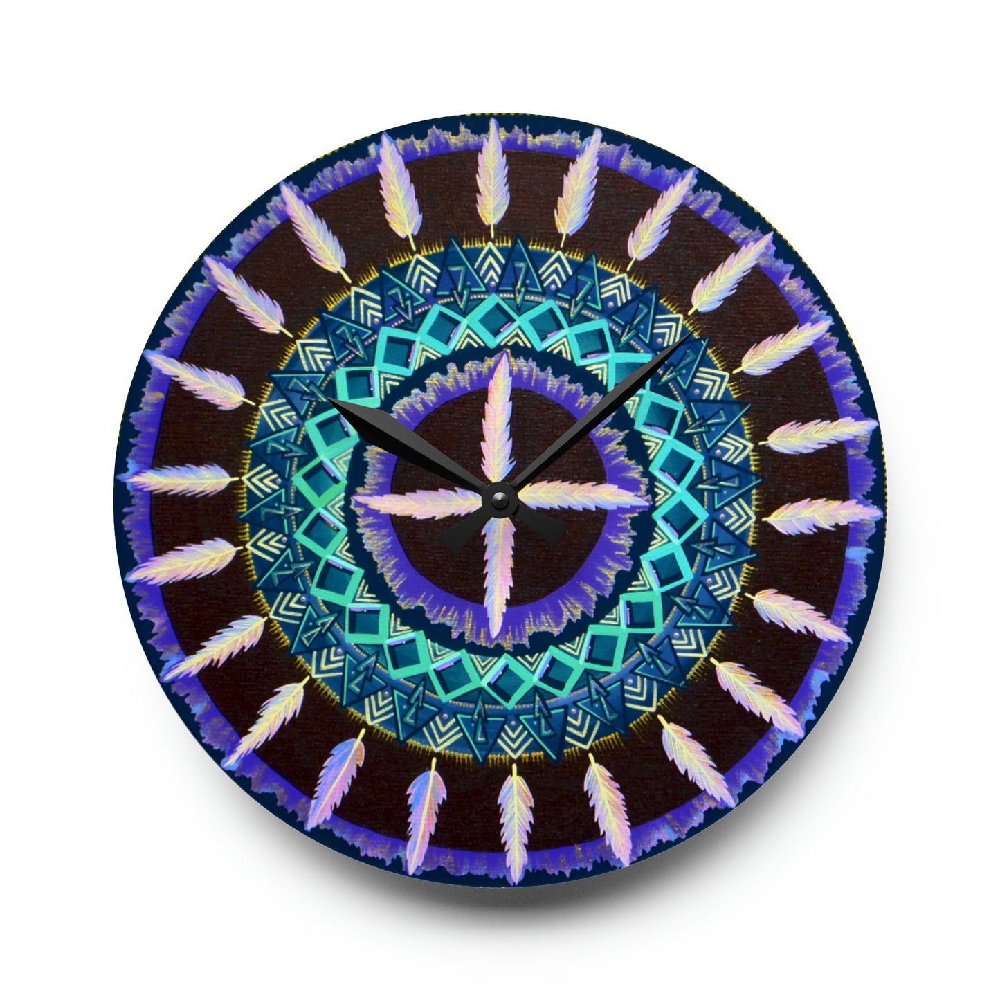 "Cuatro Vientos" Cosmic Clock - Blue Flame Array 10.75'' × 10.75'' (Round) Home Decor