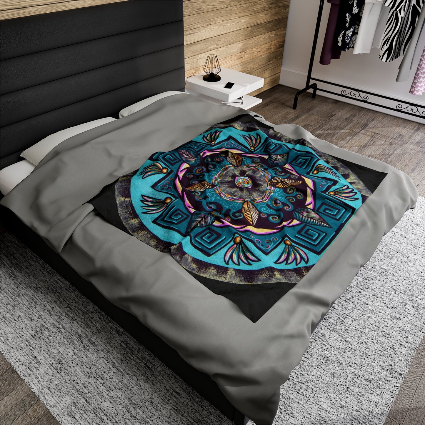 "Hojachakana" Dreamcatcher Blanket - Blue Flame Array 50" × 60" All Over Prints