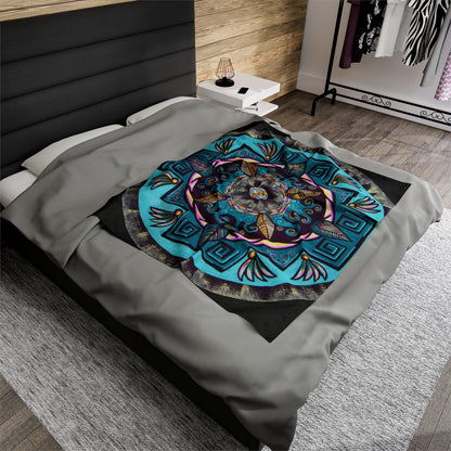 "Hojachakana" Dreamcatcher Blanket - Blue Flame Array 50" × 60" All Over Prints