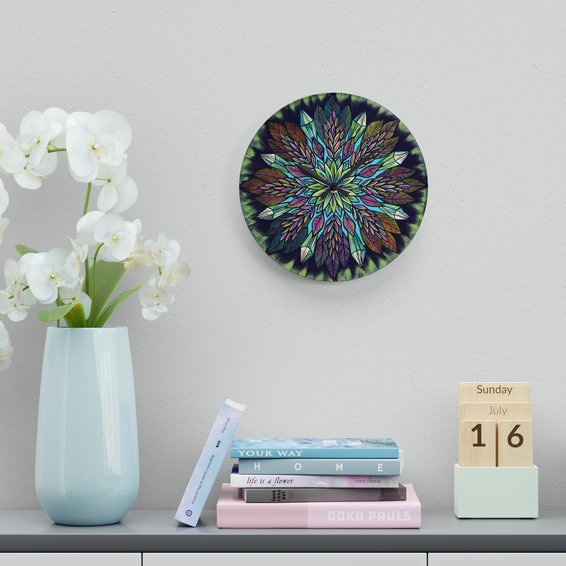 "Krystalhoja" Cosmic Clock - Blue Flame Array Home Decor