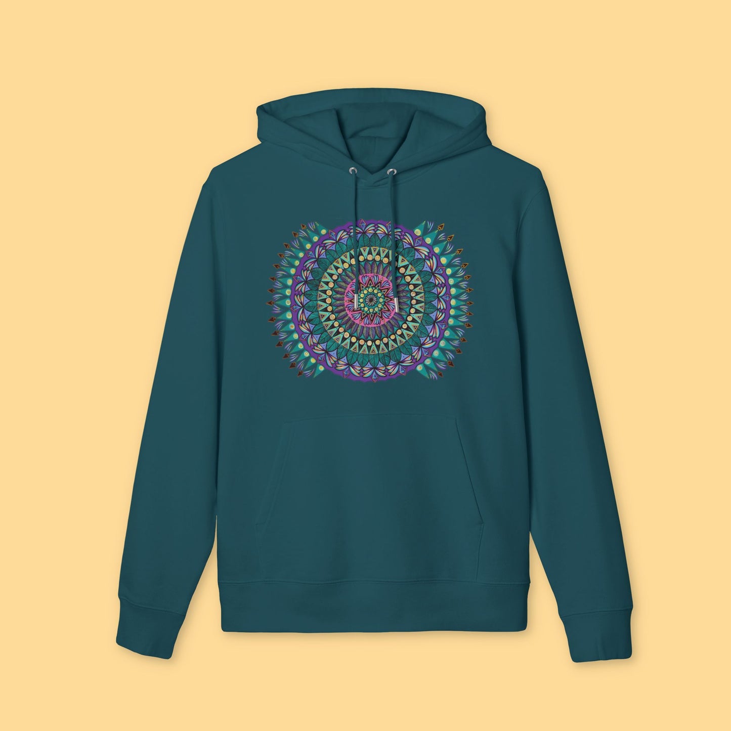 "Mandaladiosa" Organic Cruiser Hoodie (Font&Back Print)