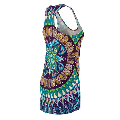 "AquilazurA Kryst'dala" Ladies Racerback Dress - Blue Flame Array All Over Prints