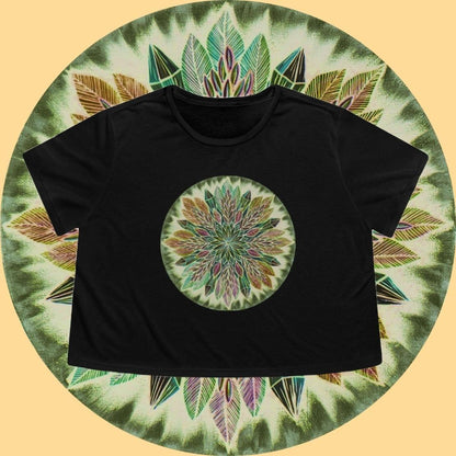 "Krystalhoja Verde" Flowy Cropped Tee - Blue Flame Array T-Shirt