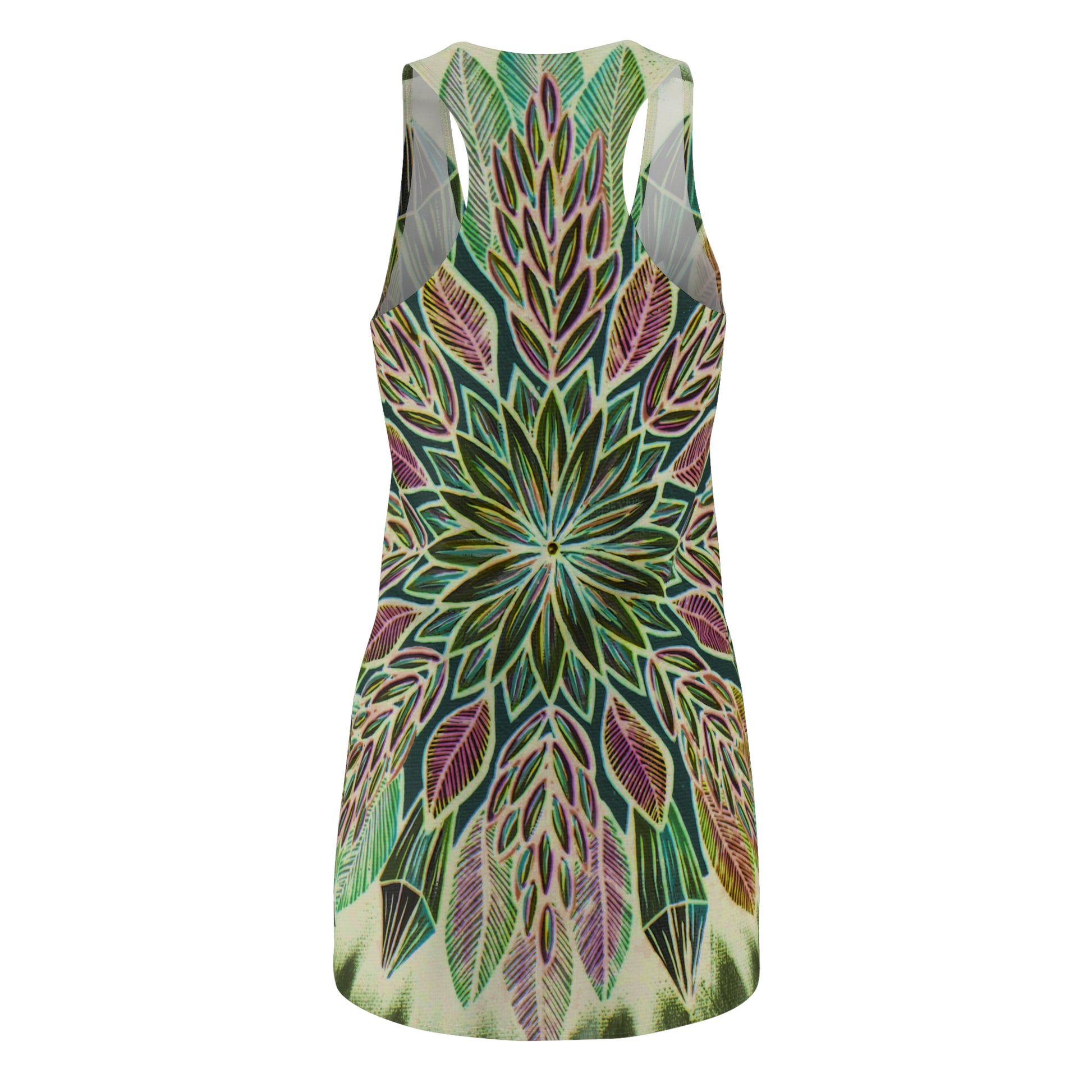 "Krystalhoja Verde" Ladies Racerback Dress - Blue Flame Array All Over Prints