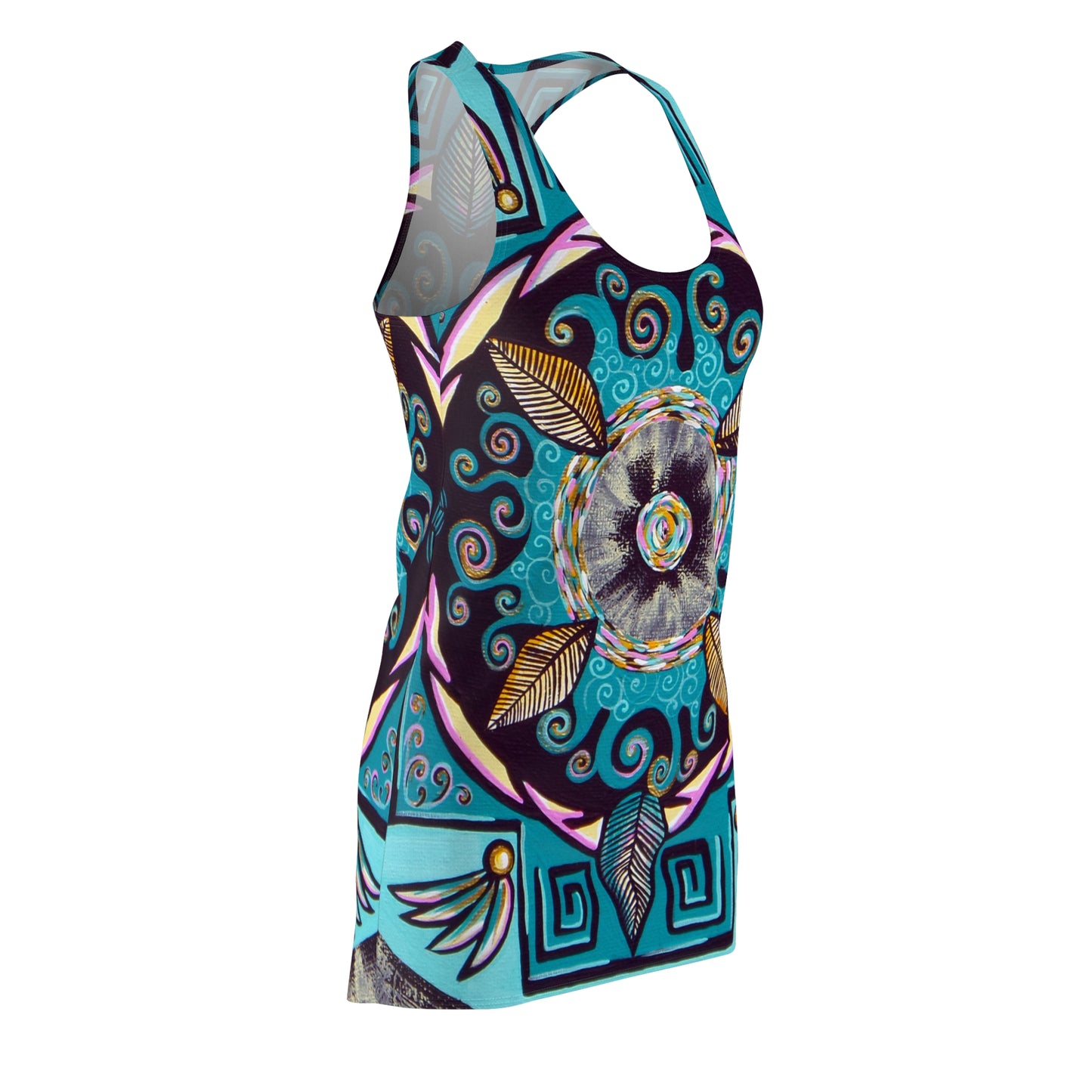 "Hojachakana" Ladies Racerback Dress - Blue Flame Array All Over Prints