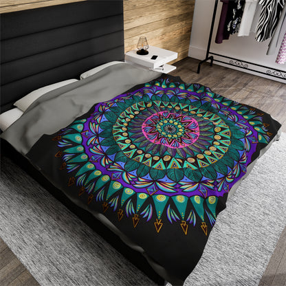 "Mandaladiosa" Dreamcatcher Blanket - Blue Flame Array 60" × 80" All Over Prints