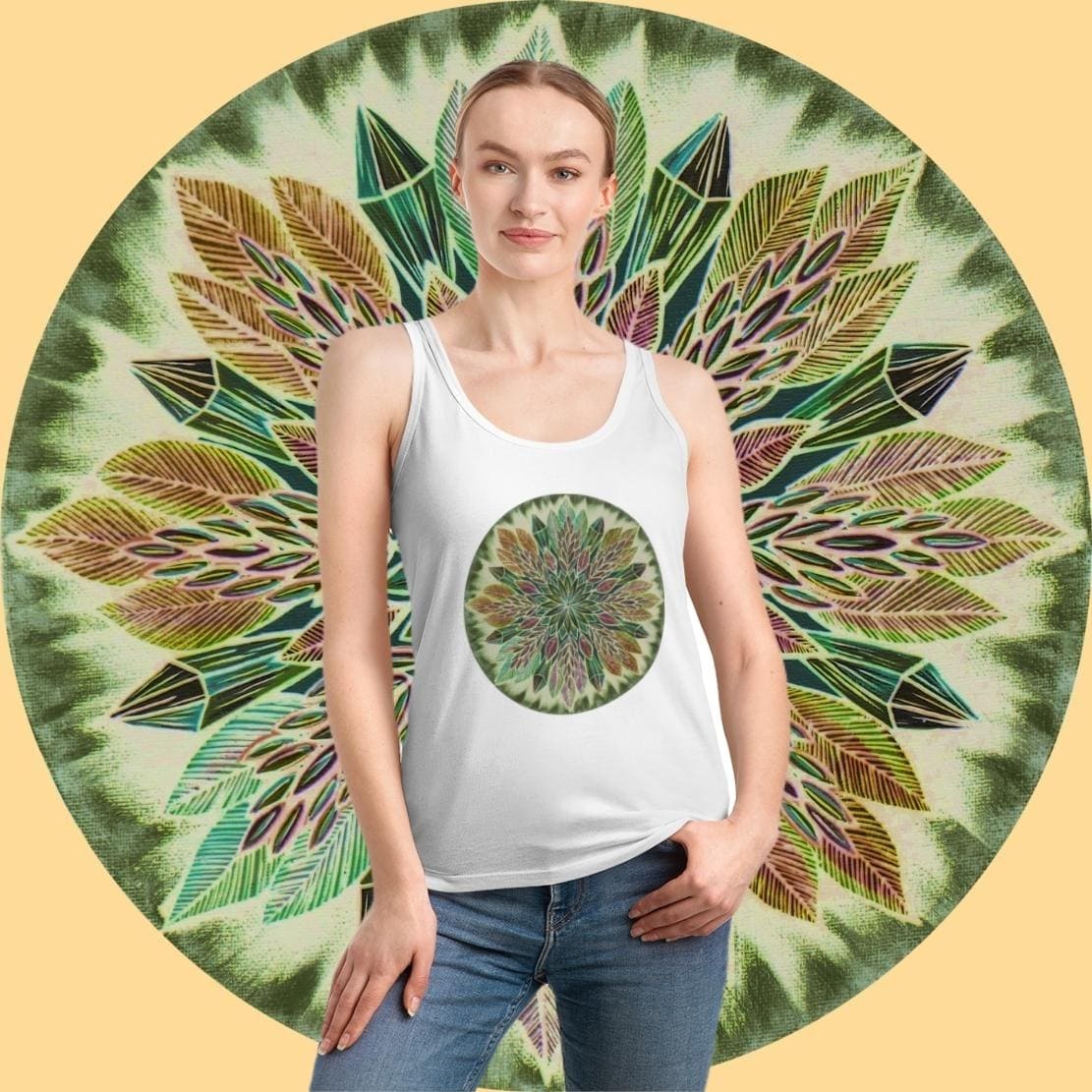 "Krystalhoja Verde" Ladies Organic Tank Top - Blue Flame Array Tank Top