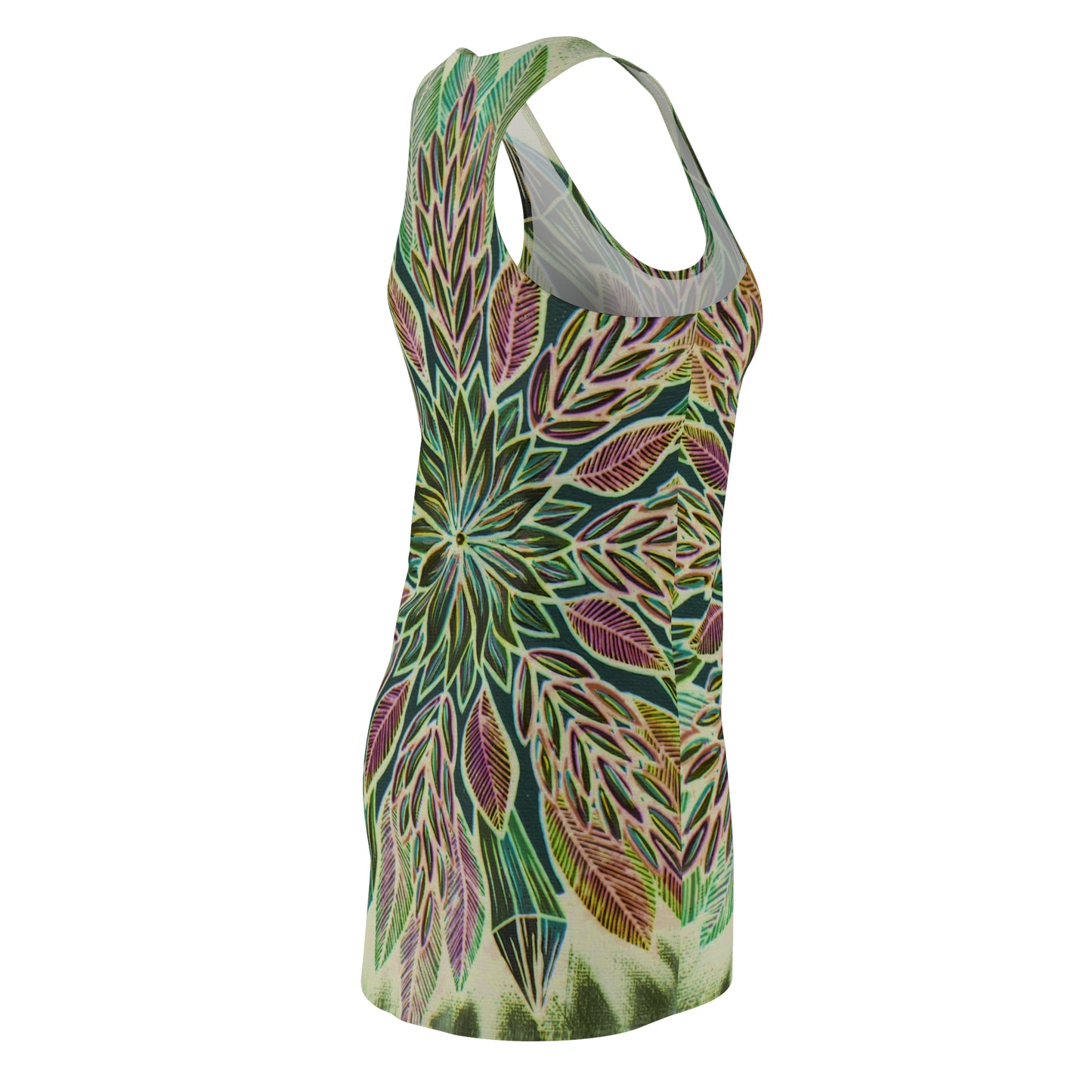 "Krystalhoja Verde" Ladies Racerback Dress - Blue Flame Array All Over Prints