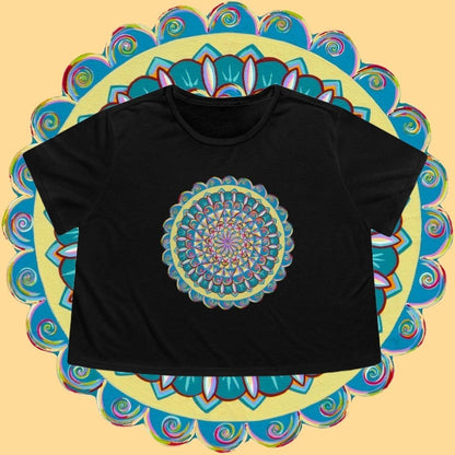 "Almandalayana" Flowy Cropped Tee - Blue Flame Array T-Shirt