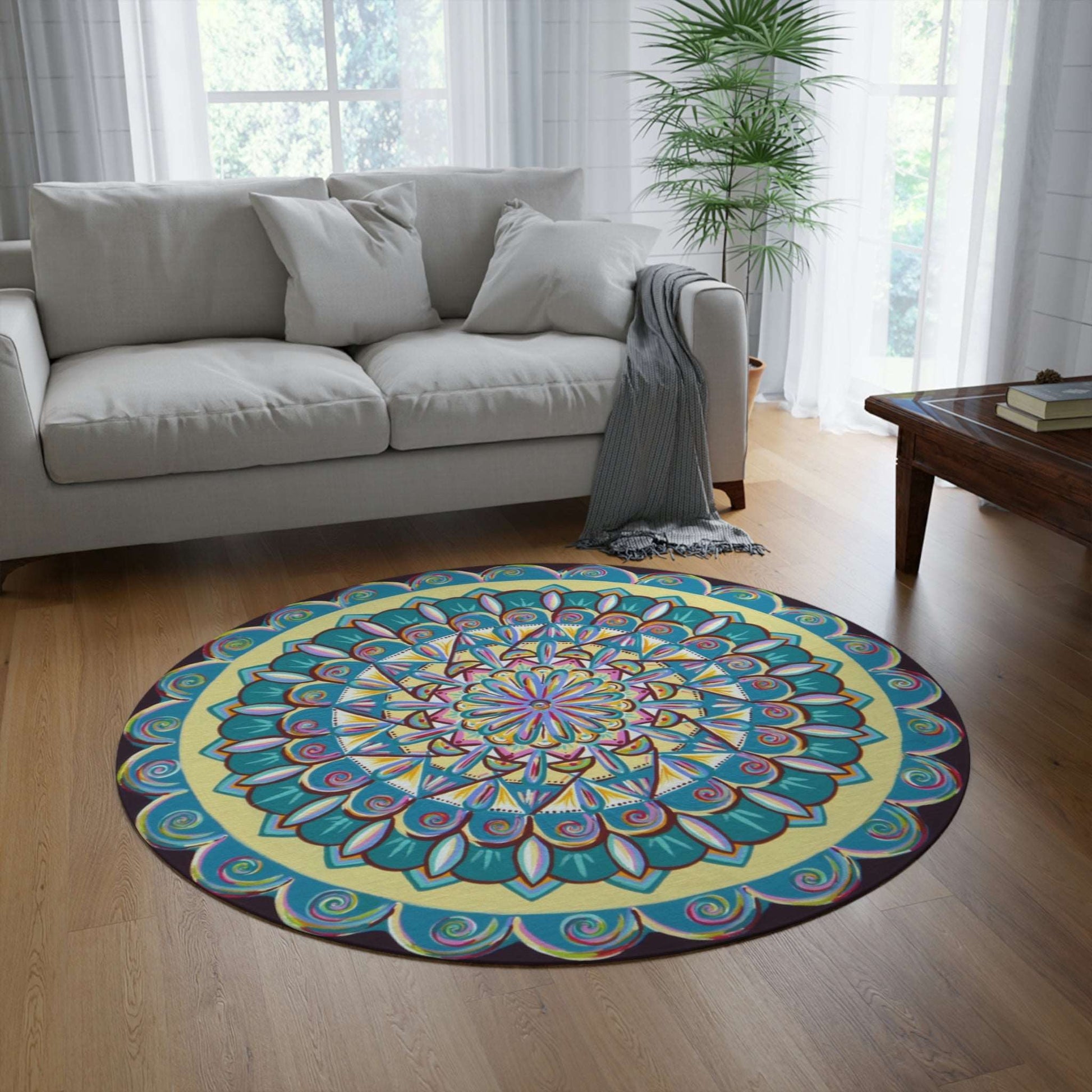 "Almandalayana" Mandala Rug - Blue Flame Array Home Decor