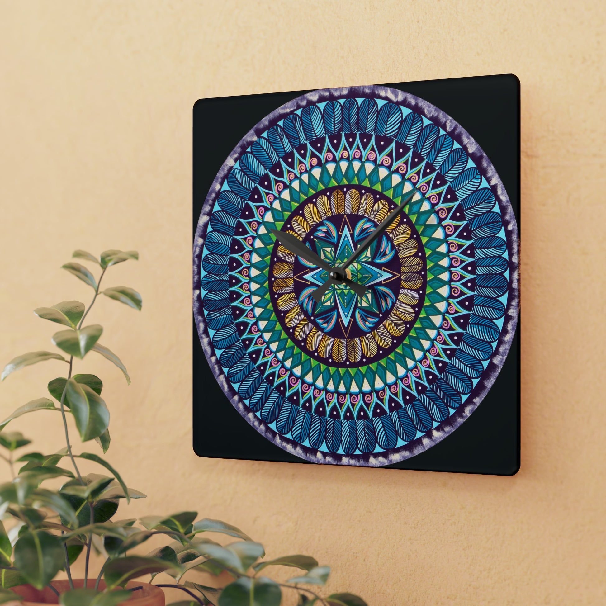 "AquilazurA Kryst'dala" Cosmic Clock - Blue Flame Array Home Decor