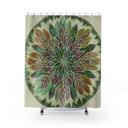 "Krystalhoja Verde" Shower Curtains - Blue Flame Array Home Decor