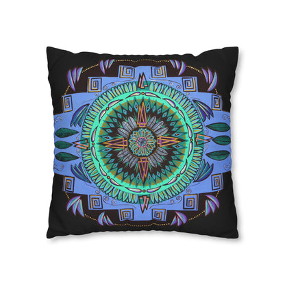 "Plumachakana" Dreamcatcher Pillow Cover - Blue Flame Array Home Decor