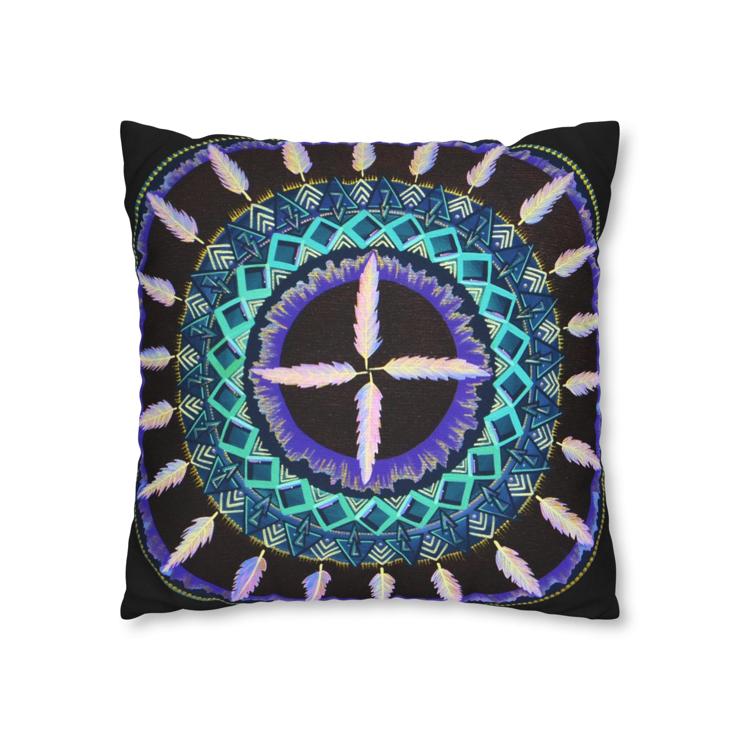 "Cuatro Vientos" Dreamcatcher Pillow Cover - Blue Flame Array Home Decor