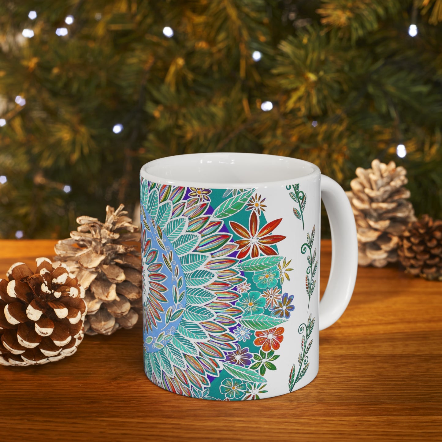 "Mandalavida Blanka" White Ceramic Mug