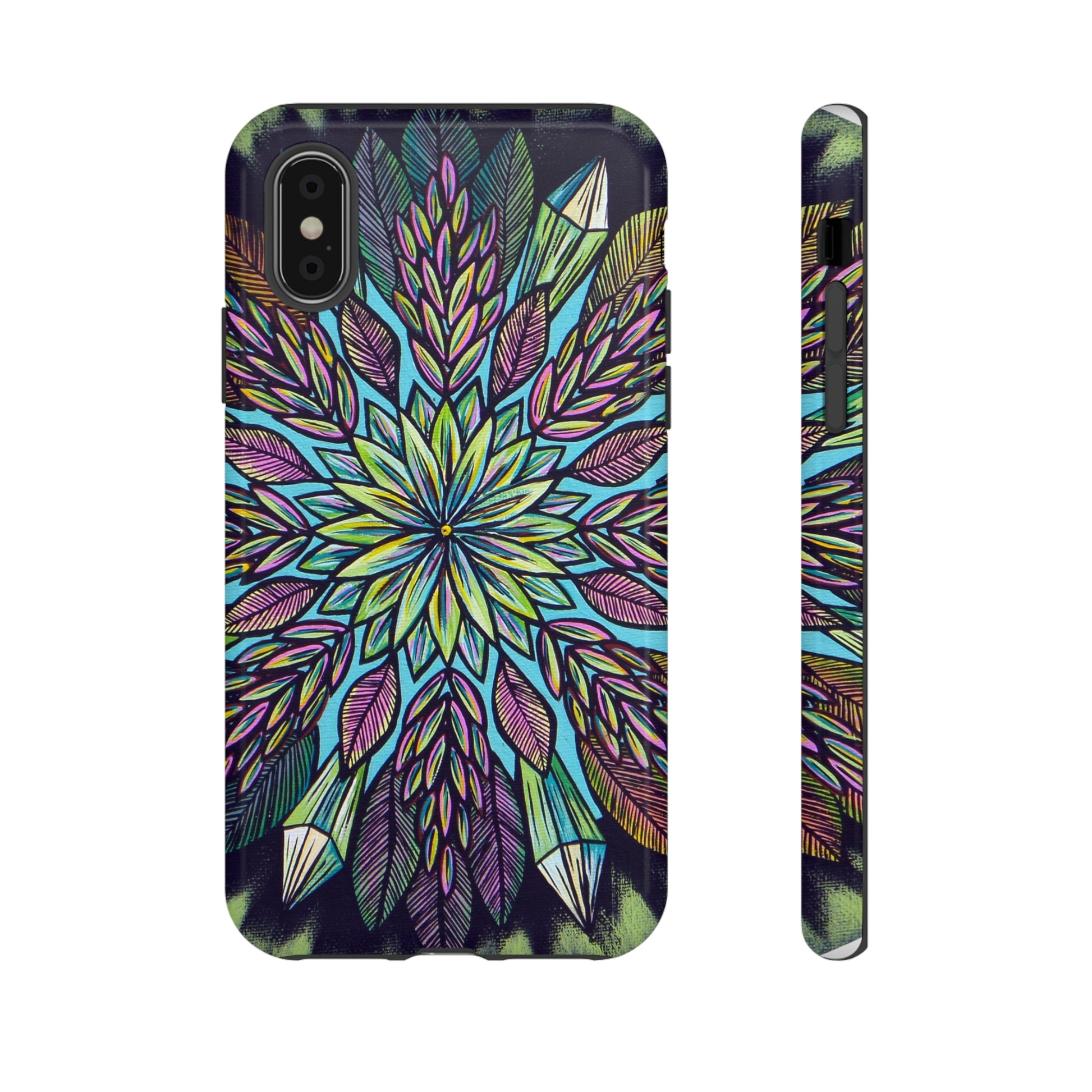 "Krystalhoja" Art Phone Armor - Blue Flame Array iPhone XS / Glossy Phone Case