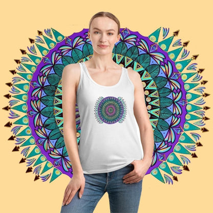 "Mandaladiosa" Ladies Organic Tank Top - Blue Flame Array Tank Top